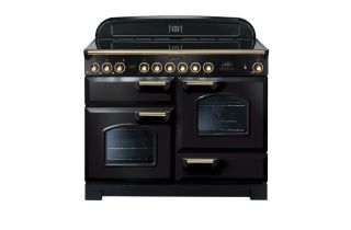 Rangemaster Classic Deluxe 110 Ceramic Range Cooker (Brass Details) - Black