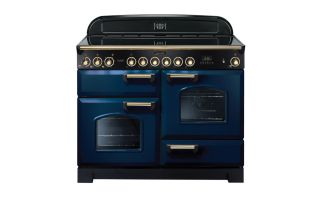 Rangemaster Classic Deluxe 110 Ceramic Range Cooker (Brass Details) - Regal Blue