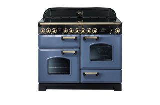 Rangemaster Classic Deluxe 110 Ceramic Range Cooker (Brass Details) - Stone Blue
