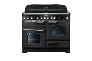 Rangemaster Classic Deluxe 110 Ceramic Range Cooker (Chrome Details) - Charcoal Black