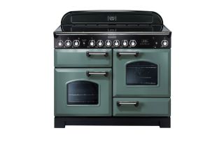 Rangemaster Classic Deluxe 110 Ceramic Range Cooker (Chrome Details) - Mineral Green