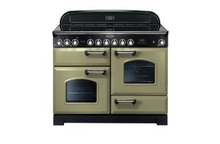 Rangemaster Classic Deluxe 110 Ceramic Range Cooker (Chrome Details) - Olive Green