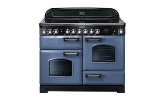 Rangemaster Classic Deluxe 110 Ceramic Range Cooker (Chrome Details) - Stone Blue