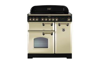 Rangemaster Classic Deluxe 90 Ceramic Range Cooker (Brass Details) - Cream