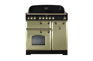 Rangemaster Classic Deluxe 90 Ceramic Range Cooker (Brass Details) - Olive Green