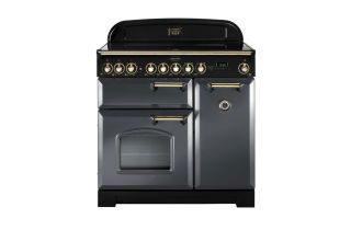Rangemaster Classic Deluxe 90 Ceramic Range Cooker (Brass Details) - Slate