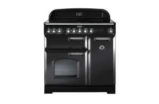 Rangemaster Classic Deluxe 90 Ceramic Range Cooker (Chrome Details) - Charcoal Black