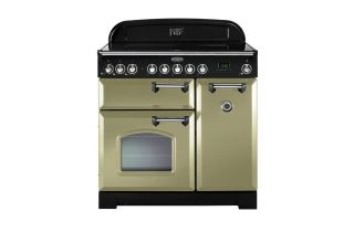 Rangemaster Classic Deluxe 90 Ceramic Range Cooker (Chrome Details) - Olive Green