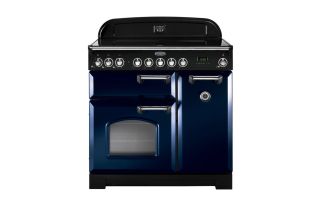 Rangemaster Classic Deluxe 90 Ceramic Range Cooker (Chrome Details) - Regal Blue