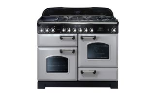 Rangemaster Classic Deluxe 110 Dual Fuel Range Cooker (Chrome Details) - Royal Pearl