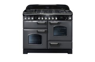 Rangemaster Classic Deluxe 110 Dual Fuel Range Cooker (Chrome Details) - Slate