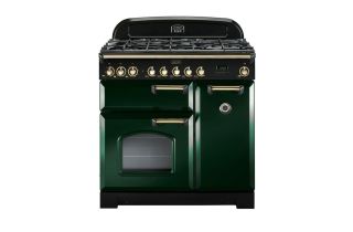 Rangemaster Classic Deluxe 90 Dual Fuel Range Cooker (Brass Details) - Racing Green