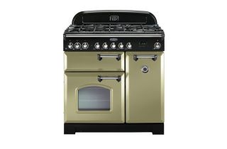 Rangemaster Classic Deluxe 90 Dual Fuel Range Cooker (Chrome Details) - Olive Green