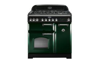 Rangemaster Classic Deluxe 90 Dual Fuel Range Cooker (Chrome Details) - Racing Green
