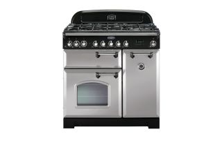 Rangemaster Classic Deluxe 90 Dual Fuel Range Cooker (Chrome Details) - Royal Pearl