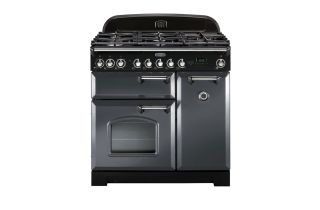 Rangemaster Classic Deluxe 90 Dual Fuel Range Cooker (Chrome Details) - Slate
