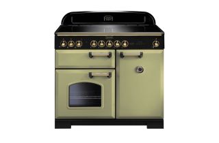 Rangemaster Classic Deluxe 100 Induction Range Cooker (Brass Details) - Olive Green
