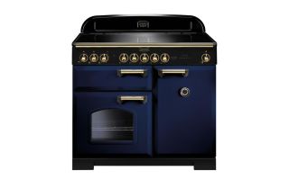 Rangemaster Classic Deluxe 100 Induction Range Cooker (Brass Details) - Regal Blue