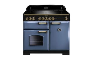 Rangemaster Classic Deluxe 100 Induction Range Cooker (Brass Details) - Stone Blue