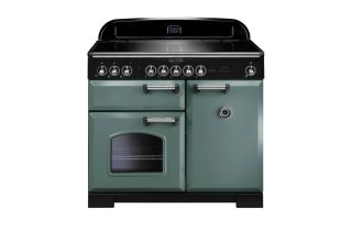 Rangemaster Classic Deluxe 100 Induction Range Cooker (Chrome Details) - Mineral Green