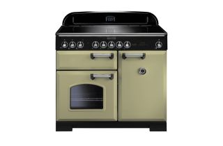 Rangemaster Classic Deluxe 100 Induction Range Cooker (Chrome Details) - Olive Green