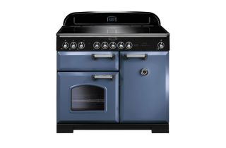 Rangemaster Classic Deluxe 100 Induction Range Cooker (Chrome Details) - Stone Blue