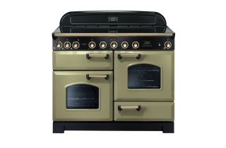 Rangemaster Classic Deluxe 110 Induction Range Cooker (Brass Details) - Olive Green