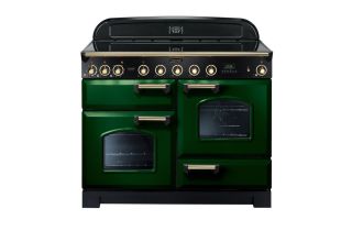 Rangemaster Classic Deluxe 110 Induction Range Cooker (Brass Details) - Racing Green