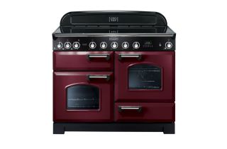 Rangemaster Classic Deluxe 110 Induction Range Cooker (Chrome Details) - Cranberry