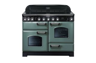 Rangemaster Classic Deluxe 110 Induction Range Cooker (Chrome Details) - Mineral Green