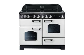 Rangemaster Classic Deluxe 110 Induction Range Cooker (Chrome Details) - White