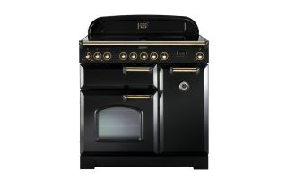 Rangemaster Classic Deluxe 90 Induction Range Cooker (Brass Details) - Black