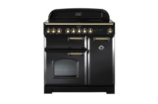 Rangemaster Classic Deluxe 90 Induction Range Cooker (Brass Details) - Charcoal Black