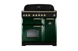 Rangemaster Classic Deluxe 90 Induction Range Cooker (Brass Details) - Racing Green
