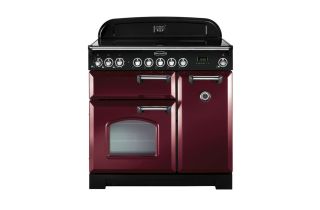 Rangemaster Classic Deluxe 90 Induction Range Cooker (Chrome Details) - Cranberry