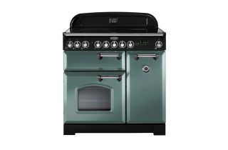Rangemaster Classic Deluxe 90 Induction Range Cooker (Chrome Details) - Mineral Green