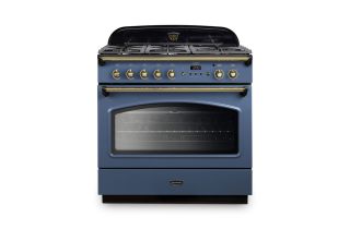 Rangemaster Classic 90 FX Dual Fuel Range Cooker (Brass Details) - Stone Blue
