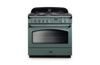 Rangemaster Classic 90 FX Dual Fuel Range Cooker (Chrome Details) - Mineral Green