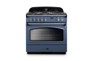 Rangemaster Classic 90 FX Dual Fuel Range Cooker (Chrome Details) - Stone Blue