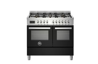 Bertazzoni PRO106L2EXT Professional 100cm 6-Burner Electric Double Oven Range Cooker - Black