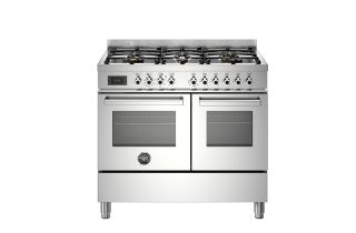 Bertazzoni PRO106L2EXT Professional 100cm 6-Burner Electric Double Oven Range Cooker - Stainless Steel