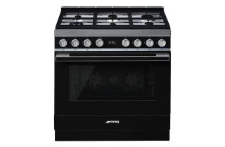 Smeg CPF9GPBL 90cm Portofino Dual Fuel Range Cooker - Black