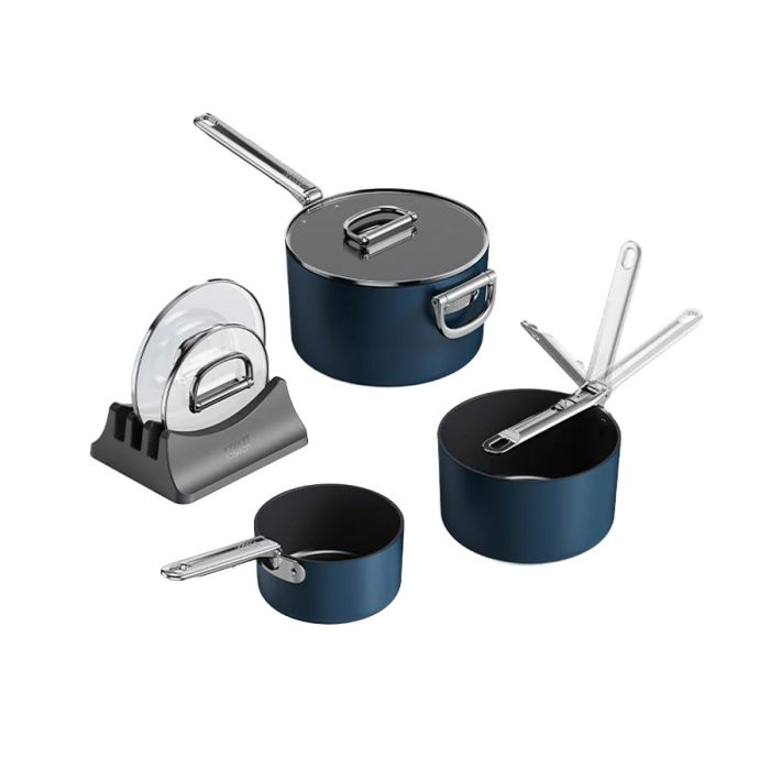 Joseph Joseph Space Folding Handle Ceramic Non-stick 3-piece Blue Saucepan Set main product photo