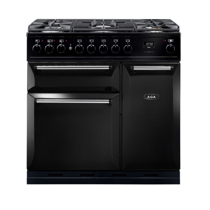 AGA Masterchef Deluxe 90 Dual Fuel Range Cooker - Black main product photo