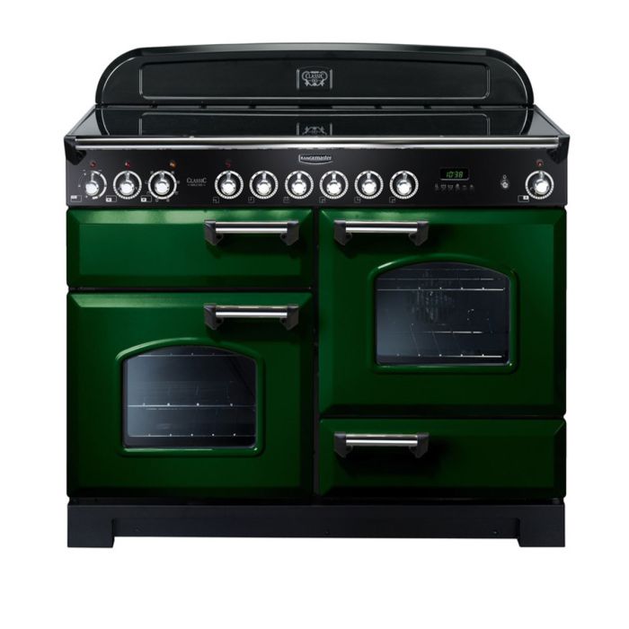 Rangemaster Classic Deluxe 110 Ceramic Range Cooker (Chrome Details) - Racing Green main product photo