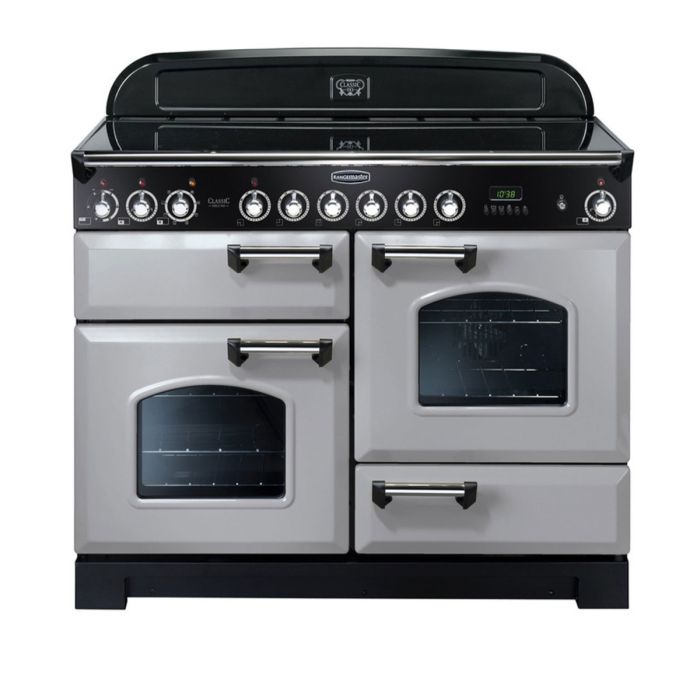 Rangemaster Classic Deluxe 110 Ceramic Range Cooker (Chrome Details) - Royal Pearl main product photo