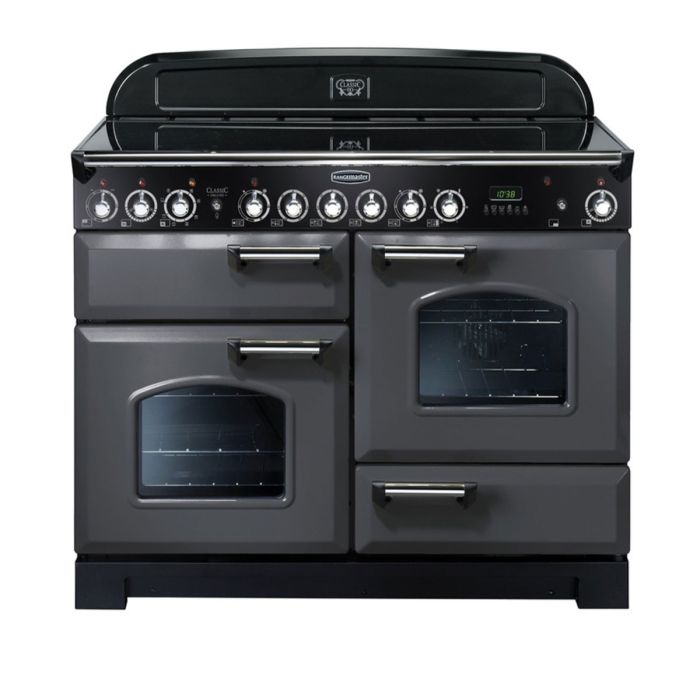 Rangemaster Classic Deluxe 110 Ceramic Range Cooker (Chrome Details) - Slate main product photo
