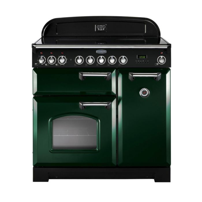 Rangemaster Classic Deluxe 90 Ceramic Range Cooker (Chrome Details) - Racing Green main product photo