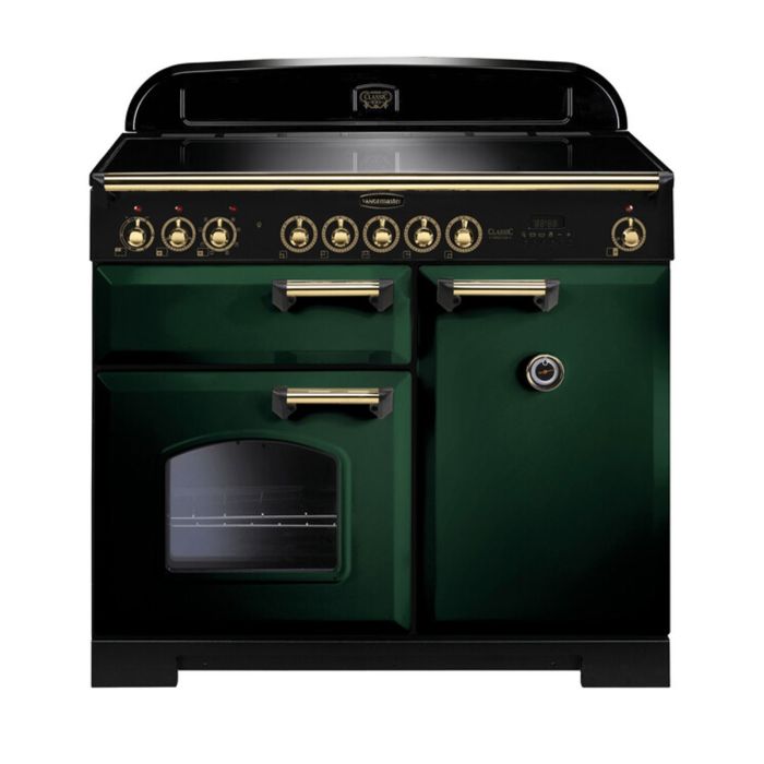 Rangemaster Classic Deluxe 100 Induction Range Cooker (Brass Details) - Racing Green main product photo