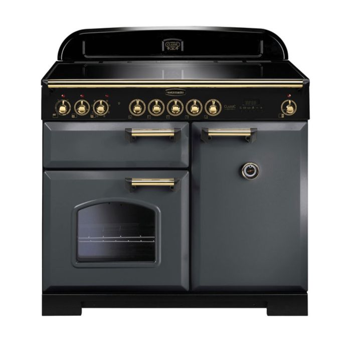 Rangemaster Classic Deluxe 100 Induction Range Cooker (Brass Details) - Slate main product photo